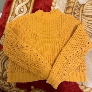 Hollister Women's Yellow/mustard yellow Cable knit turtle Neck Sweater